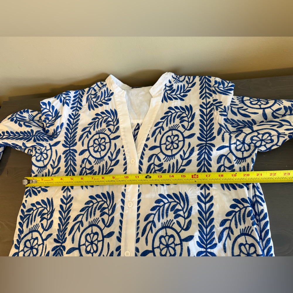 Zara Santorini Embroidered White Tunic Dress - Picture 6 of 8